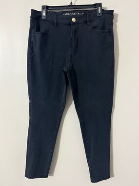 American Eagle Super Hi-Rise Jeggings Black Super Stretch Size 14 Short